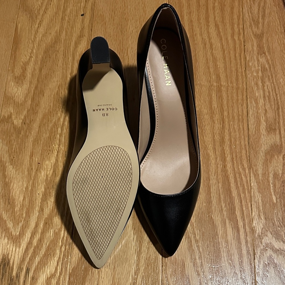 Cole Haan Black Leather Pointed-Toe Pumps NWOT